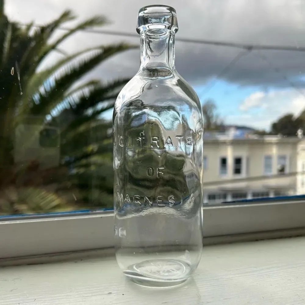 Antique Clear Glass Apothecary Medicine Bottle - Magnesium Citrate